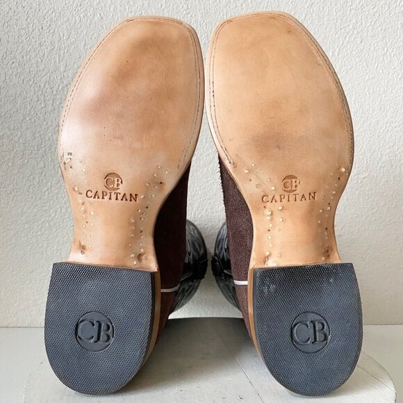 NEW Capitan Mens Cowboy Boots CISCO Size 11D Brown Rough Out Western Square Toe - Picture 8 of 9
